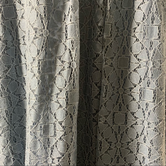 LOGO Lori Goldstein Blue Lace Back Zip Cardigan - Picture 5 of 11